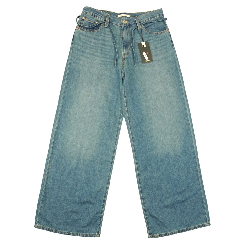 Levis XL Straight Linen Jeans Womens 29x33 Blue Lightweight Denim Wide Leg Baggy